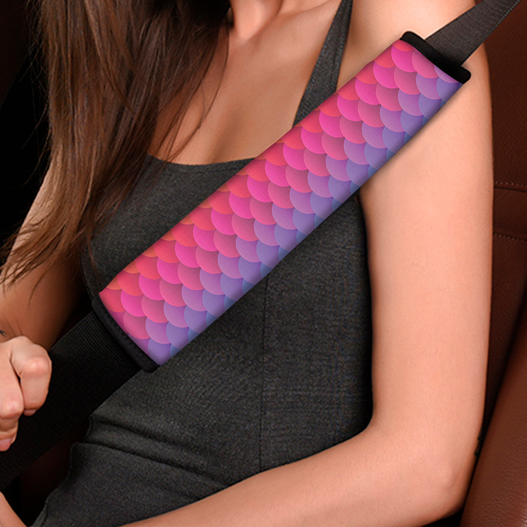 Rainbow Mermaid Scale Pattern Print Car Seat Belt Covers