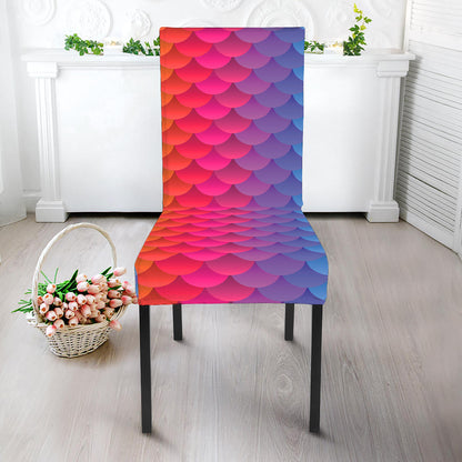 Rainbow Mermaid Scale Pattern Print Dining Chair Slipcover