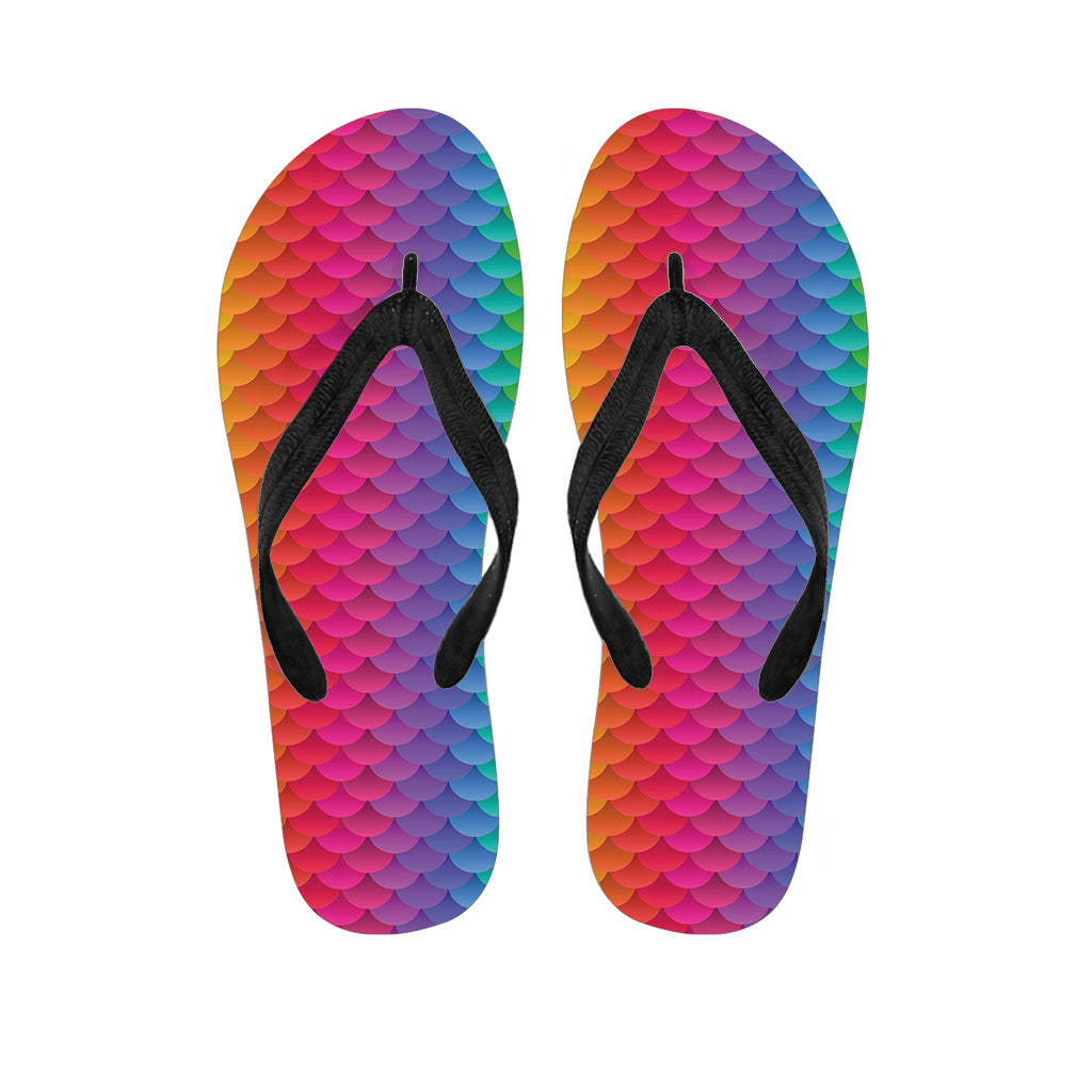Rainbow Mermaid Scale Pattern Print Flip Flops