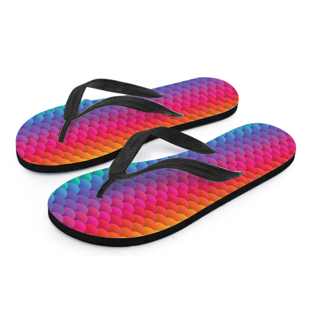 Rainbow Mermaid Scale Pattern Print Flip Flops