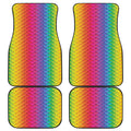 Rainbow Mermaid Scale Pattern Print Front and Back Car Floor Mats