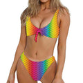 Rainbow Mermaid Scale Pattern Print Front Bow Tie Bikini