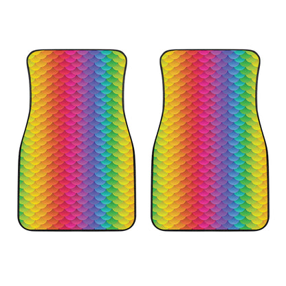Rainbow Mermaid Scale Pattern Print Front Car Floor Mats