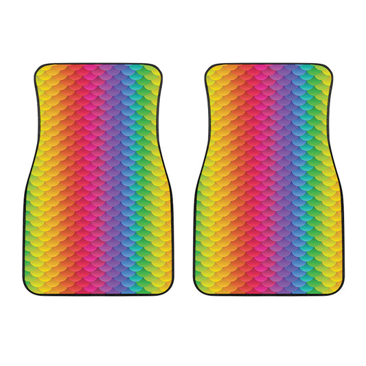 Rainbow Mermaid Scale Pattern Print Front Car Floor Mats