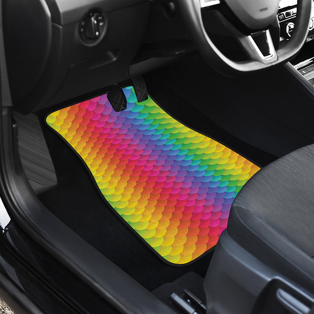 Rainbow Mermaid Scale Pattern Print Front Car Floor Mats