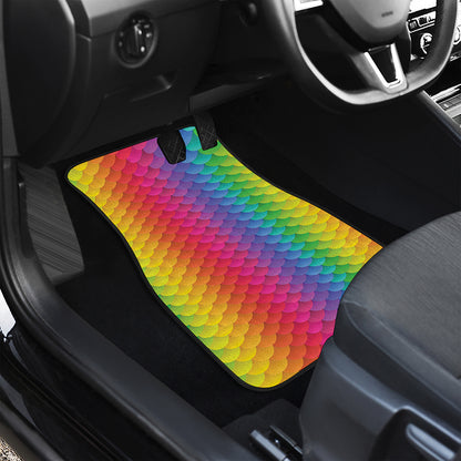 Rainbow Mermaid Scale Pattern Print Front Car Floor Mats