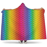 Rainbow Mermaid Scale Pattern Print Hooded Blanket