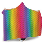 Rainbow Mermaid Scale Pattern Print Hooded Blanket