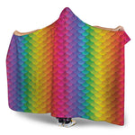 Rainbow Mermaid Scale Pattern Print Hooded Blanket