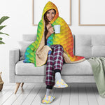 Rainbow Mermaid Scale Pattern Print Hooded Blanket