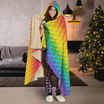Rainbow Mermaid Scale Pattern Print Hooded Blanket