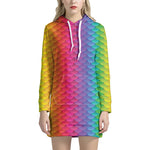 Rainbow Mermaid Scale Pattern Print Hoodie Dress