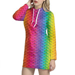 Rainbow Mermaid Scale Pattern Print Hoodie Dress