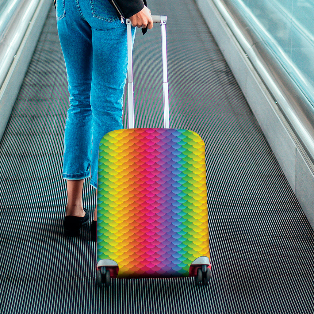 Rainbow Mermaid Scale Pattern Print Luggage Cover