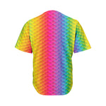Rainbow Mermaid Scale Pattern Print Men's Baseball Jersey