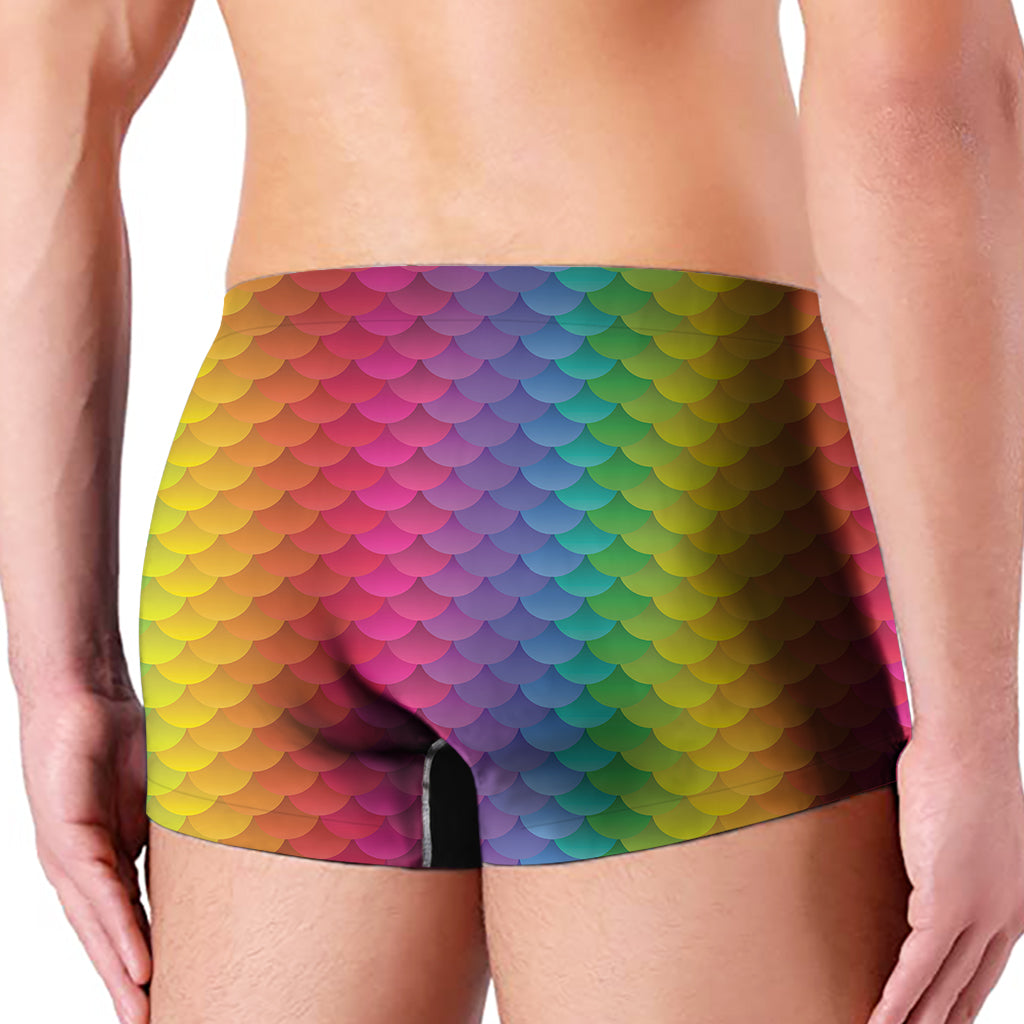 Rainbow Mermaid Scale Pattern Print Men's Boxer Briefs