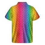 Rainbow Mermaid Scale Pattern Print Men's Short Sleeve Shirt