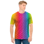 Rainbow Mermaid Scale Pattern Print Men's T-Shirt