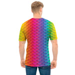 Rainbow Mermaid Scale Pattern Print Men's T-Shirt