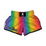 Rainbow Mermaid Scale Pattern Print Muay Thai Boxing Shorts