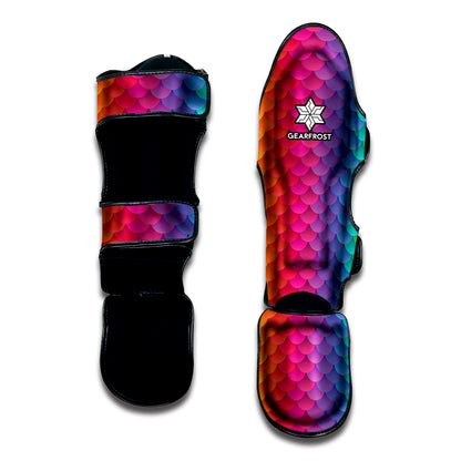 Rainbow Mermaid Scale Pattern Print Muay Thai Shin Guard