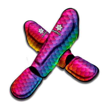 Rainbow Mermaid Scale Pattern Print Muay Thai Shin Guard