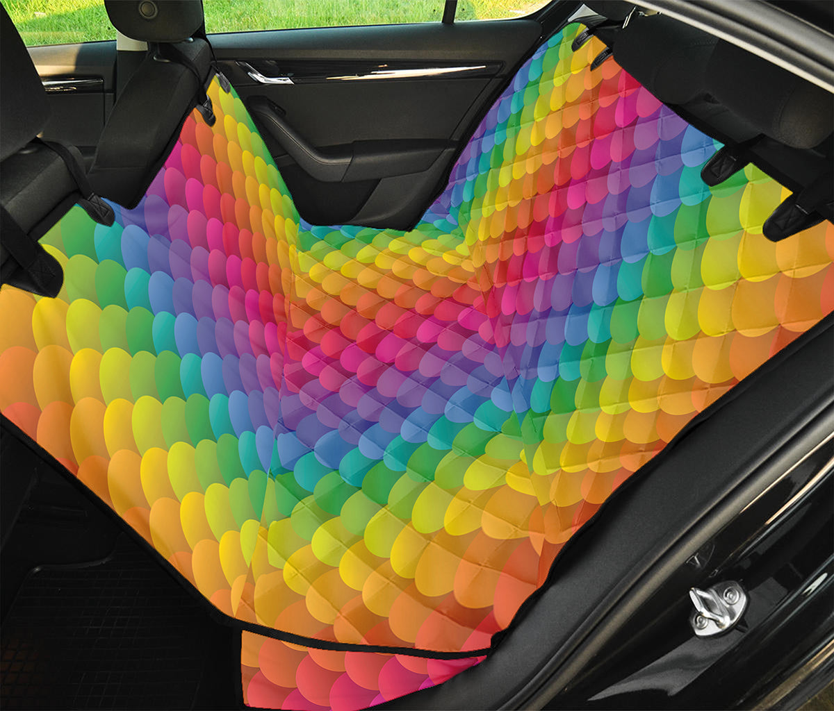 Rainbow Mermaid Scale Pattern Print Pet Car Back Seat Cover