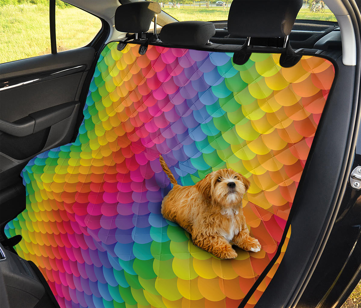 Rainbow Mermaid Scale Pattern Print Pet Car Back Seat Cover
