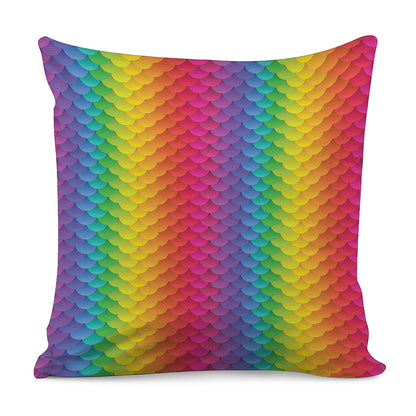 Rainbow Mermaid Scale Pattern Print Pillow Cover