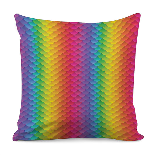Rainbow Mermaid Scale Pattern Print Pillow Cover