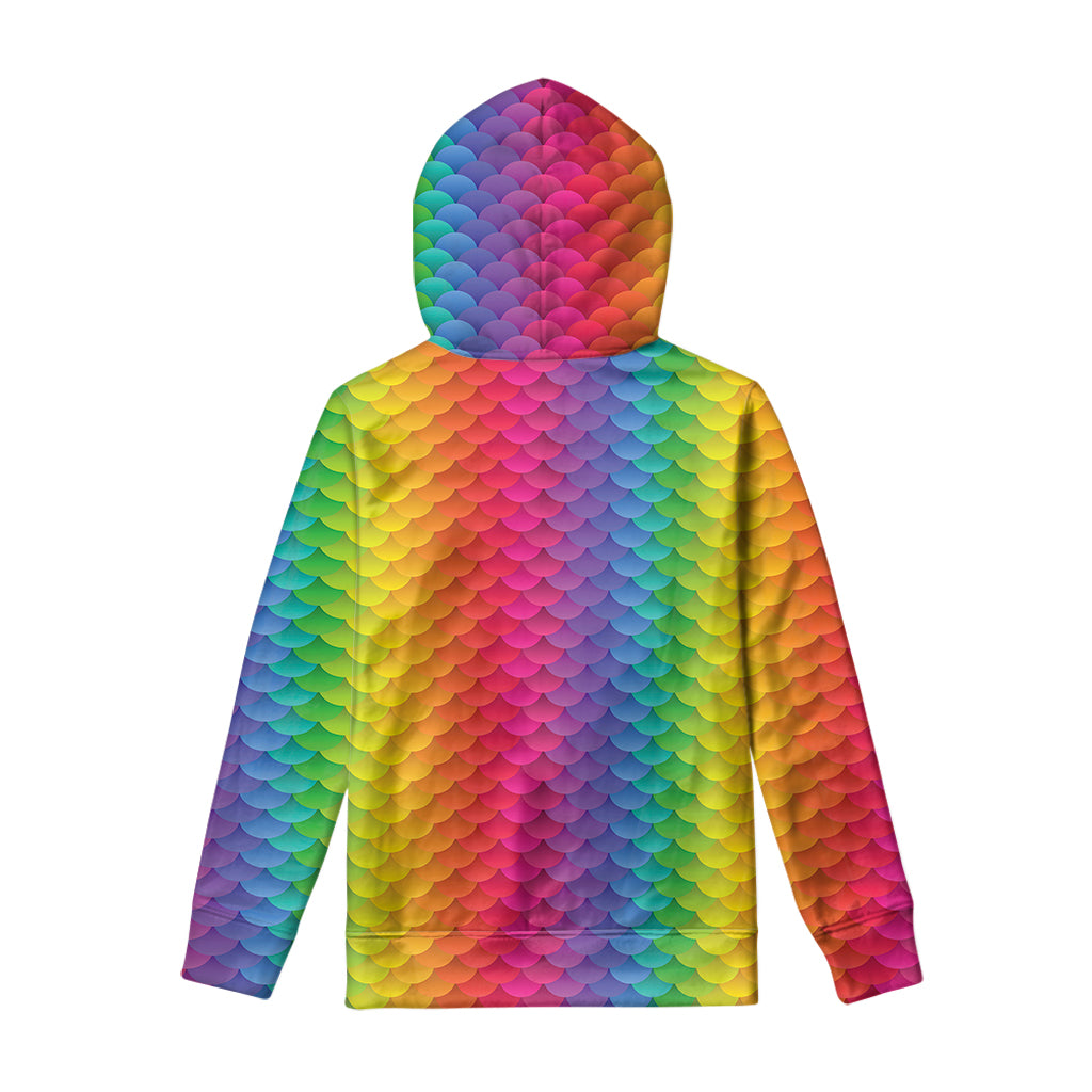 Rainbow Mermaid Scale Pattern Print Pullover Hoodie