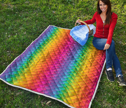 Rainbow Mermaid Scale Pattern Print Quilt