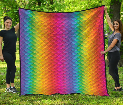 Rainbow Mermaid Scale Pattern Print Quilt
