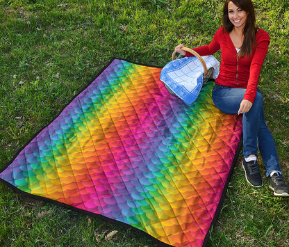 Rainbow Mermaid Scale Pattern Print Quilt