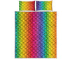 Rainbow Mermaid Scale Pattern Print Quilt Bed Set