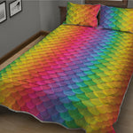 Rainbow Mermaid Scale Pattern Print Quilt Bed Set