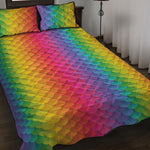 Rainbow Mermaid Scale Pattern Print Quilt Bed Set