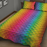 Rainbow Mermaid Scale Pattern Print Quilt Bed Set