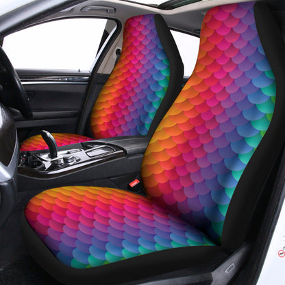 Rainbow Mermaid Scale Pattern Print Universal Fit Car Seat Covers