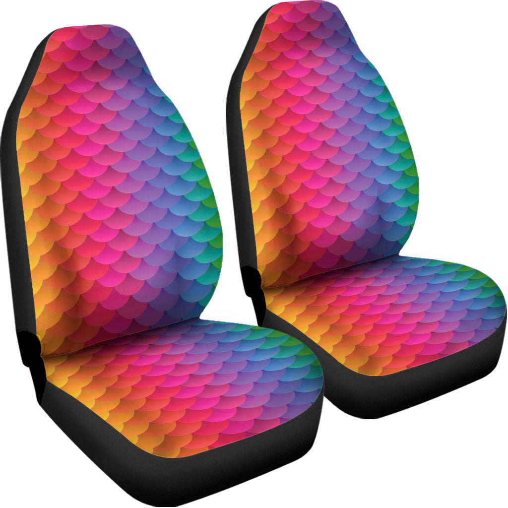 Rainbow Mermaid Scale Pattern Print Universal Fit Car Seat Covers
