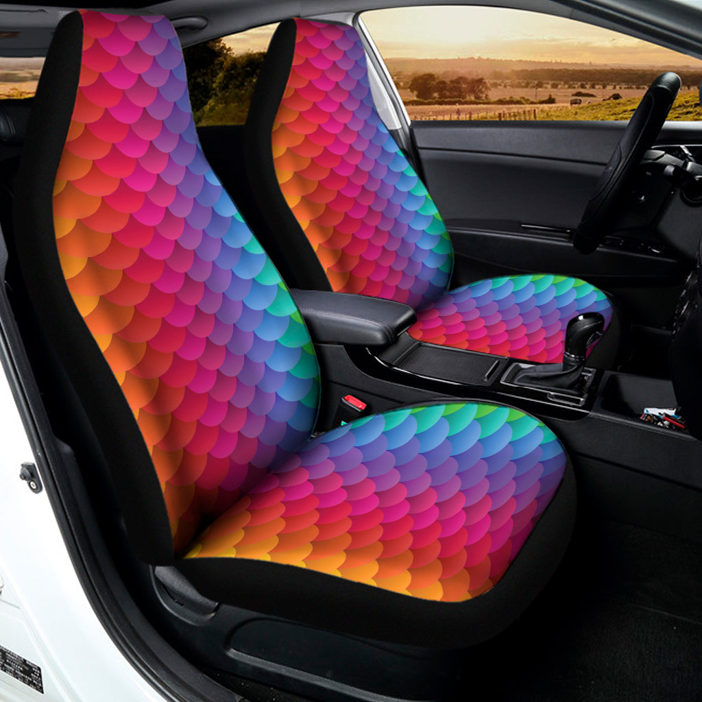 Rainbow Mermaid Scale Pattern Print Universal Fit Car Seat Covers