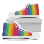 Rainbow Mermaid Scale Pattern Print White High Top Shoes