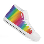 Rainbow Mermaid Scale Pattern Print White High Top Shoes