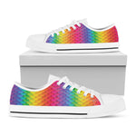 Rainbow Mermaid Scale Pattern Print White Low Top Shoes
