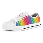 Rainbow Mermaid Scale Pattern Print White Low Top Shoes