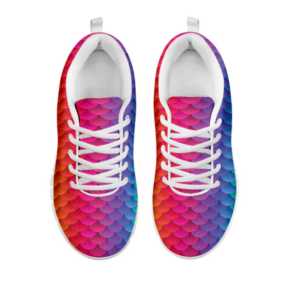 Rainbow Mermaid Scale Pattern Print White Sneakers