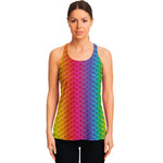 Rainbow Mermaid Scale Pattern Print Women's Racerback Tank Top