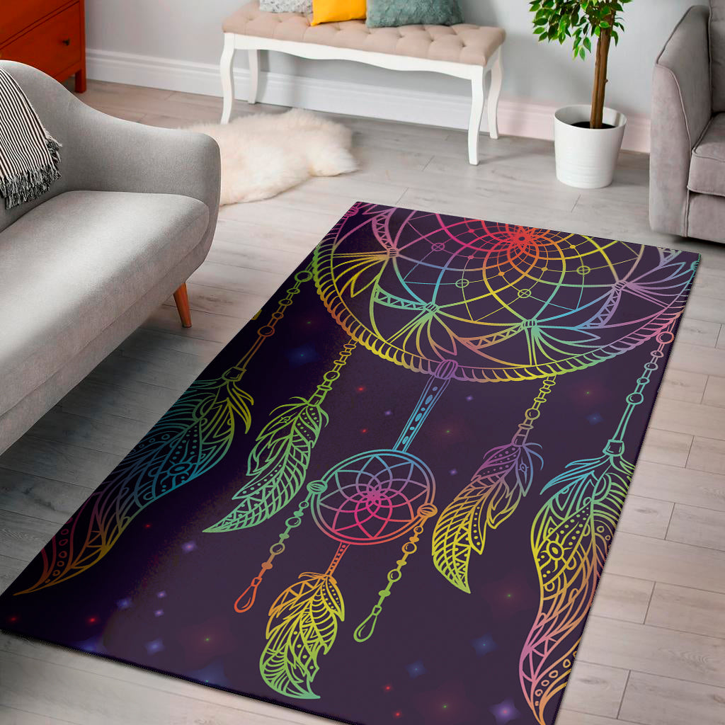 Rainbow Native Dream Catcher Print Area Rug