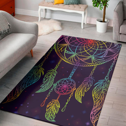Rainbow Native Dream Catcher Print Area Rug