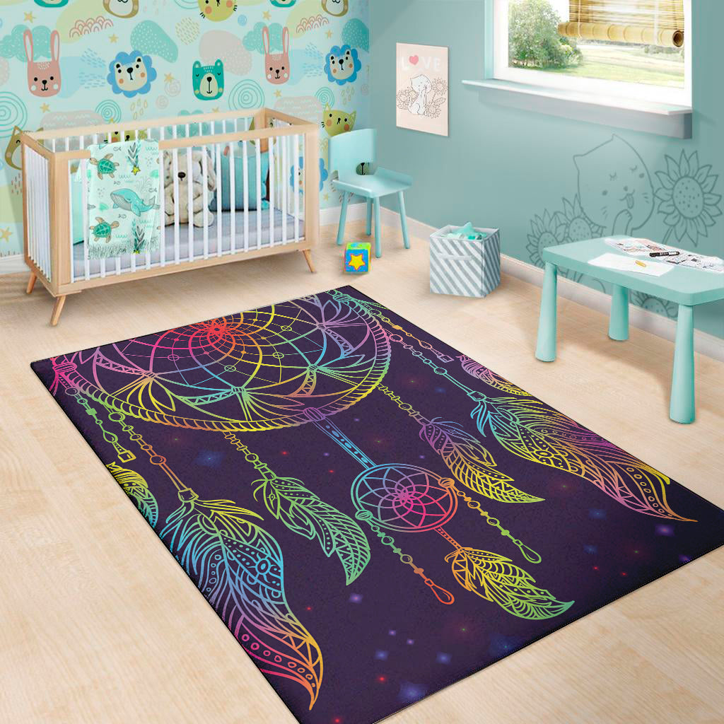 Rainbow Native Dream Catcher Print Area Rug